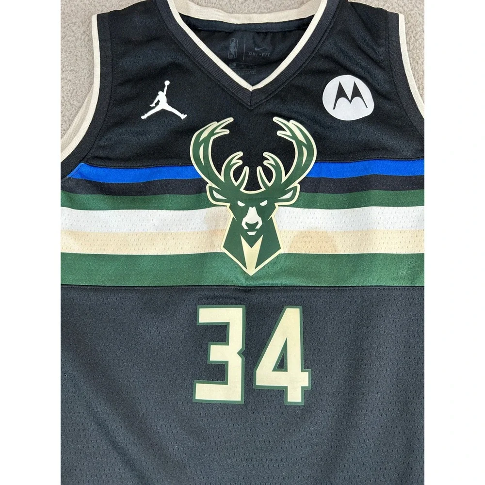 Nike Jordan Milwaukee Bucks Giannis Antetokounmpo 34 Swingman Jersey Mens Large - Picture 3 of 8